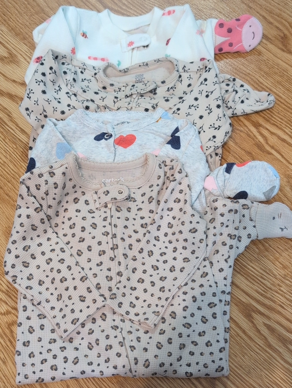 Carter's Bundle Of 4  Long Sleeve Baby Footed Sleepers
